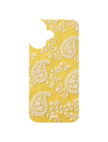 Lemon Yellow Paisley Chikankari