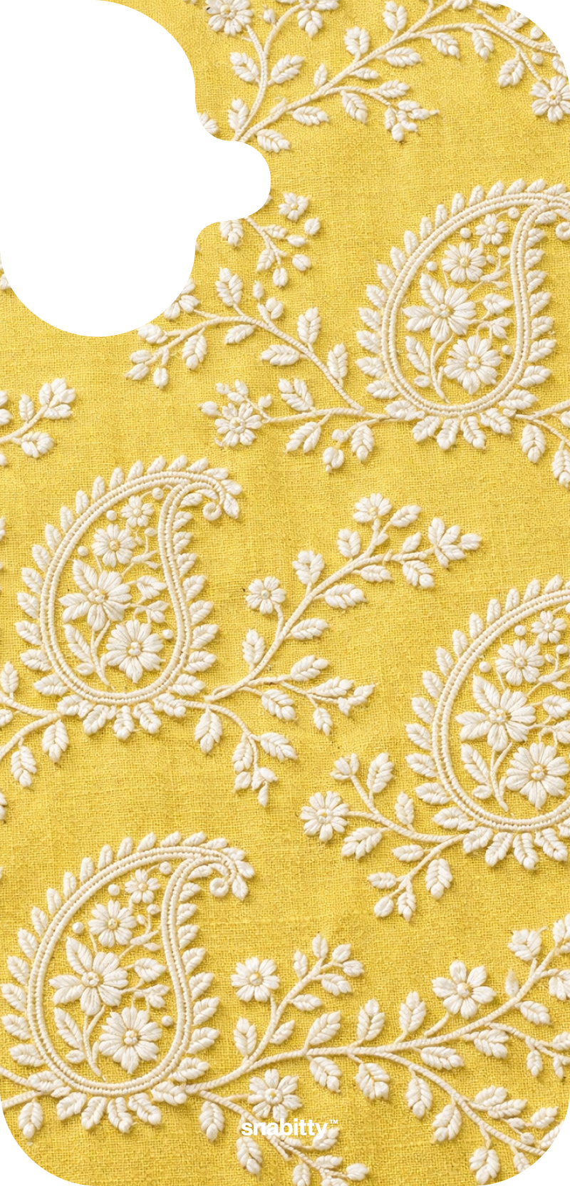 Lemon Yellow Paisley Chikankari
