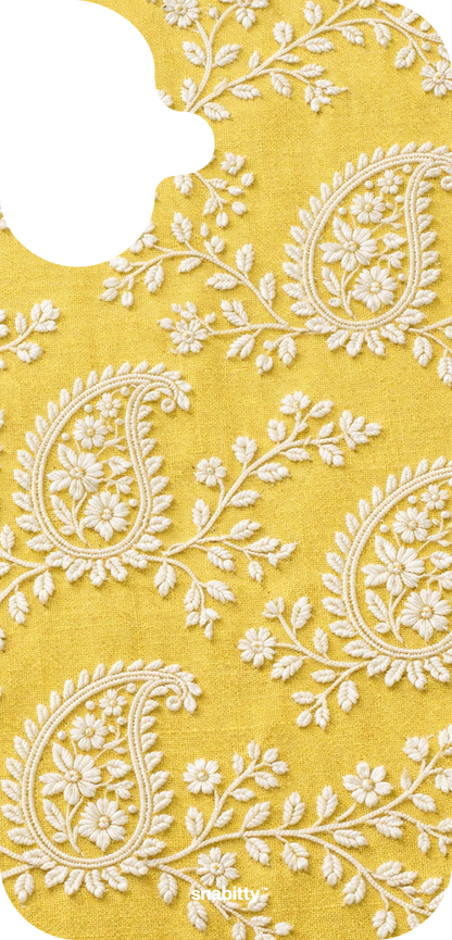 Lemon Yellow Paisley Chikankari