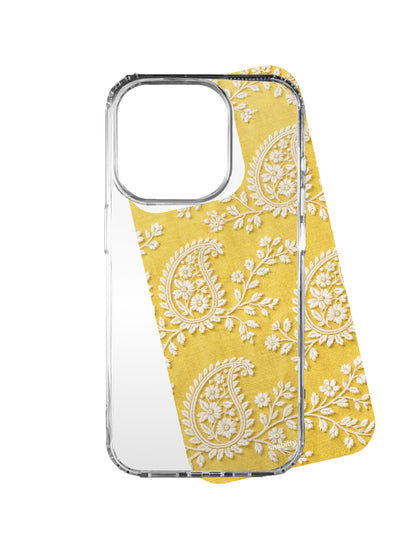 Lemon Yellow Paisley Chikankari