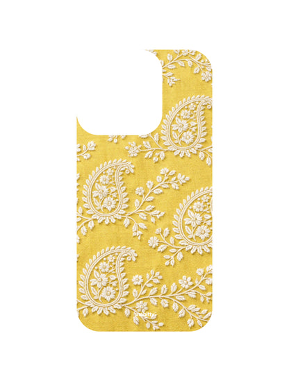 Lemon Yellow Paisley Chikankari
