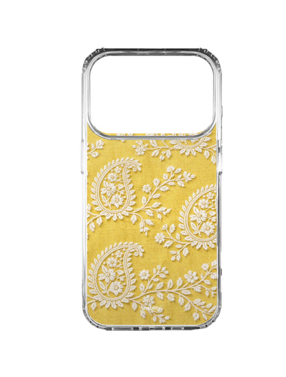 Lemon Yellow Paisley Chikankari