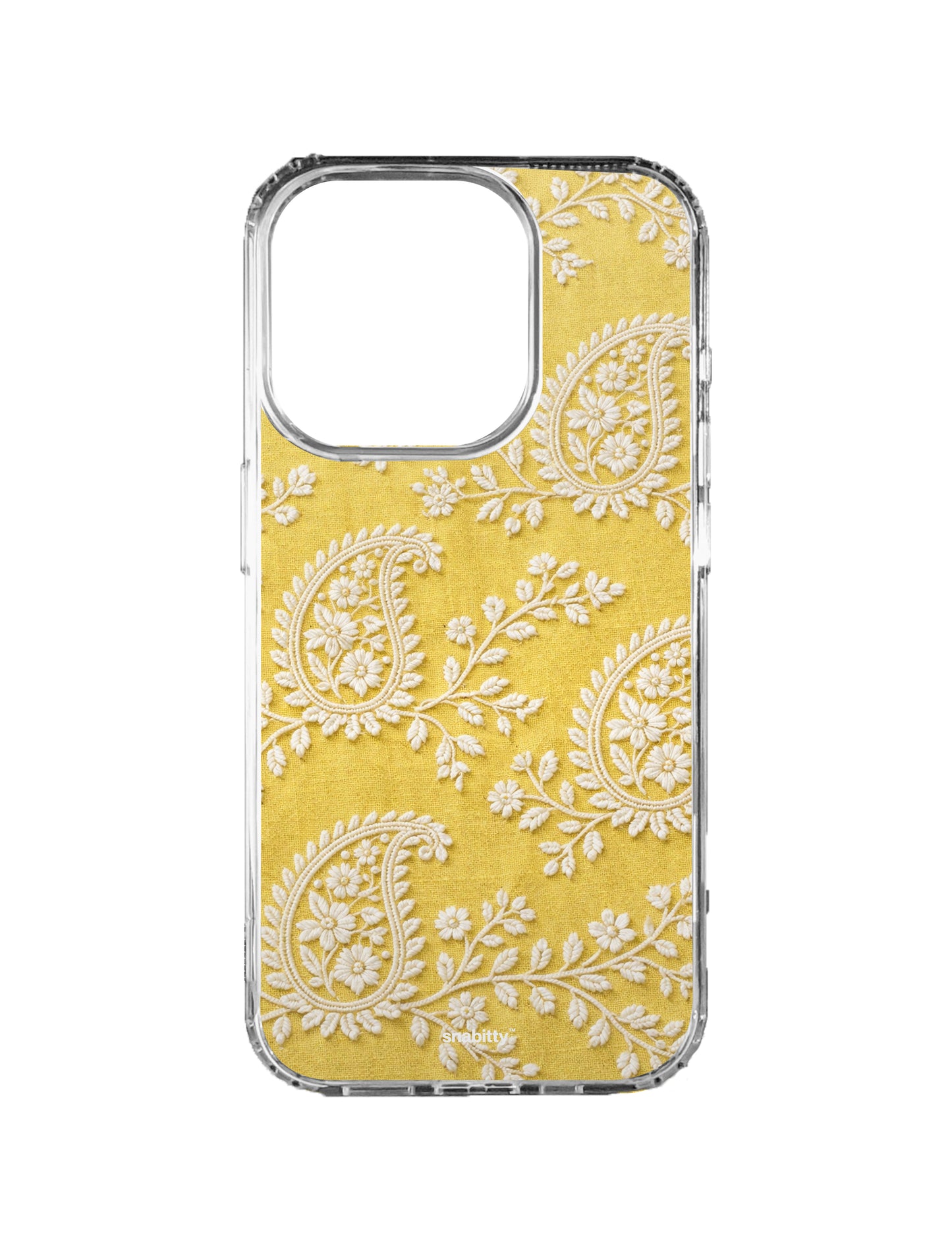 Lemon Yellow Paisley Chikankari